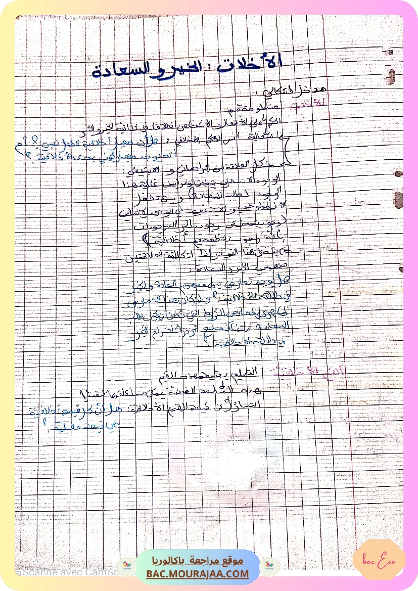 تلخيص محور الأخلاق