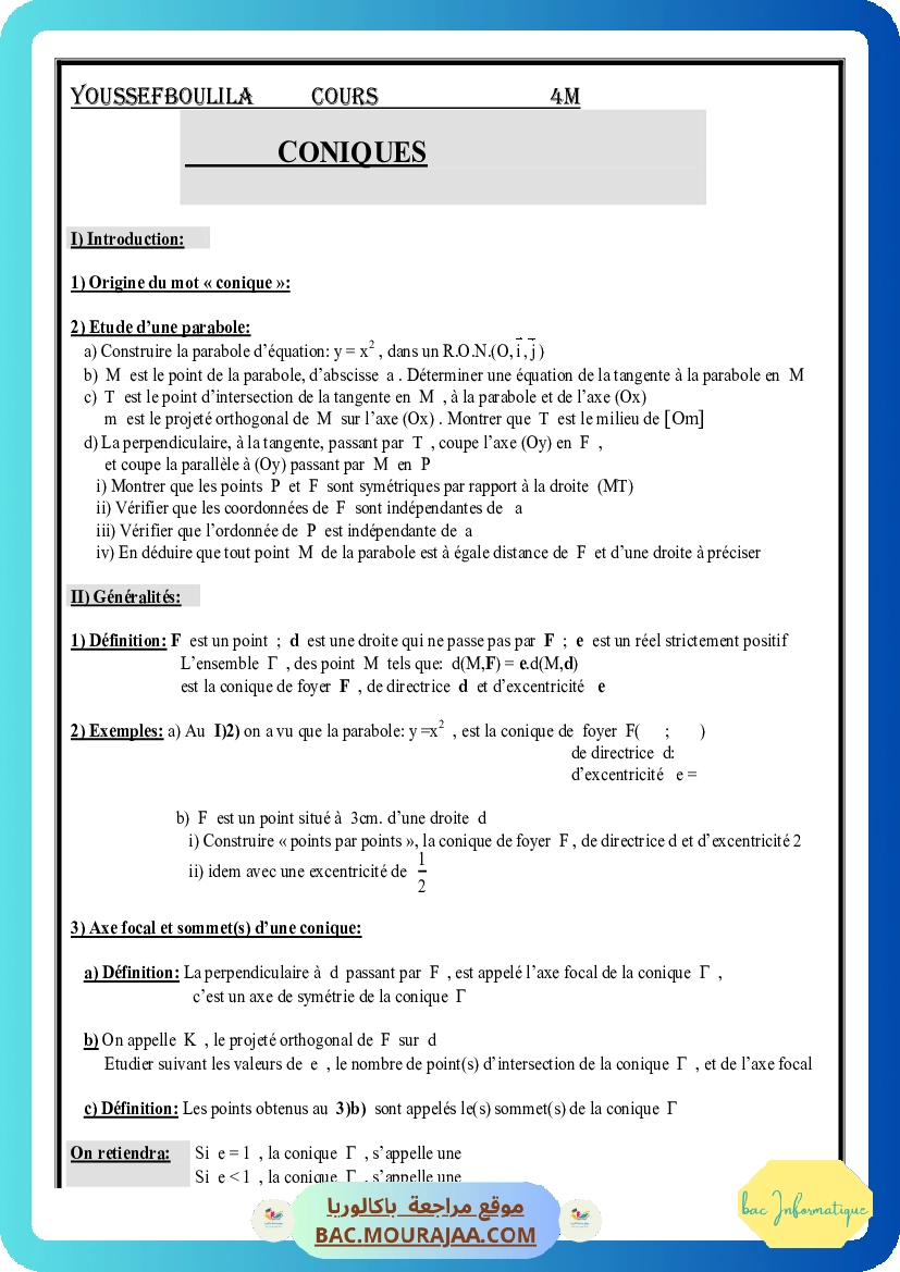 Cours Math CONIQUES 