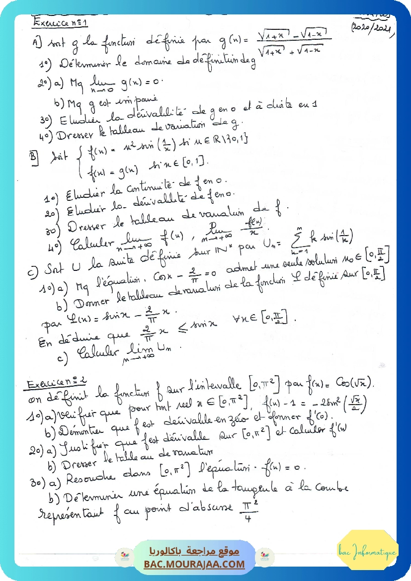 Etude de fonction et derivabilite