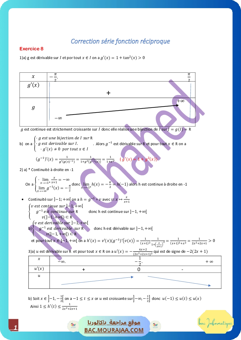 Correction fonction reciproque