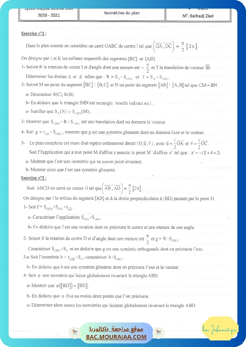 Isometrie du plan