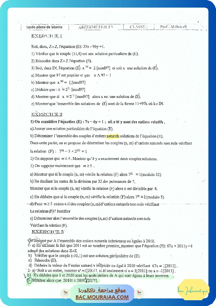 Revision Arithmetiques