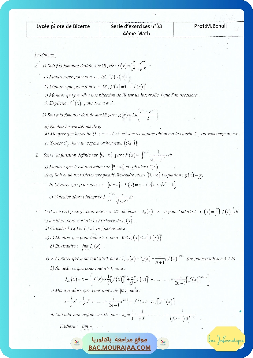 Serie 33 Etude de fonctions