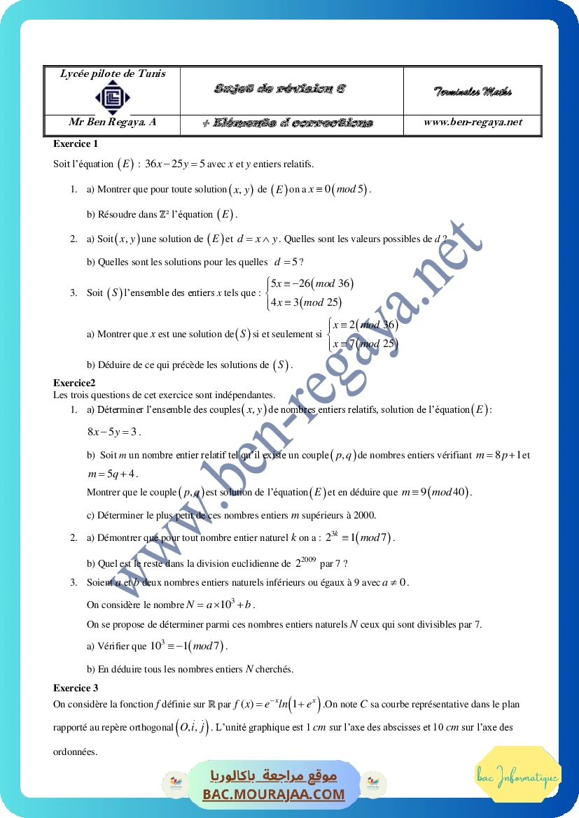 Sujet de revision 6 Vacances Avril
