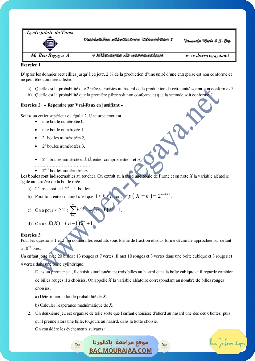 Variable aleatoire Discrete 1