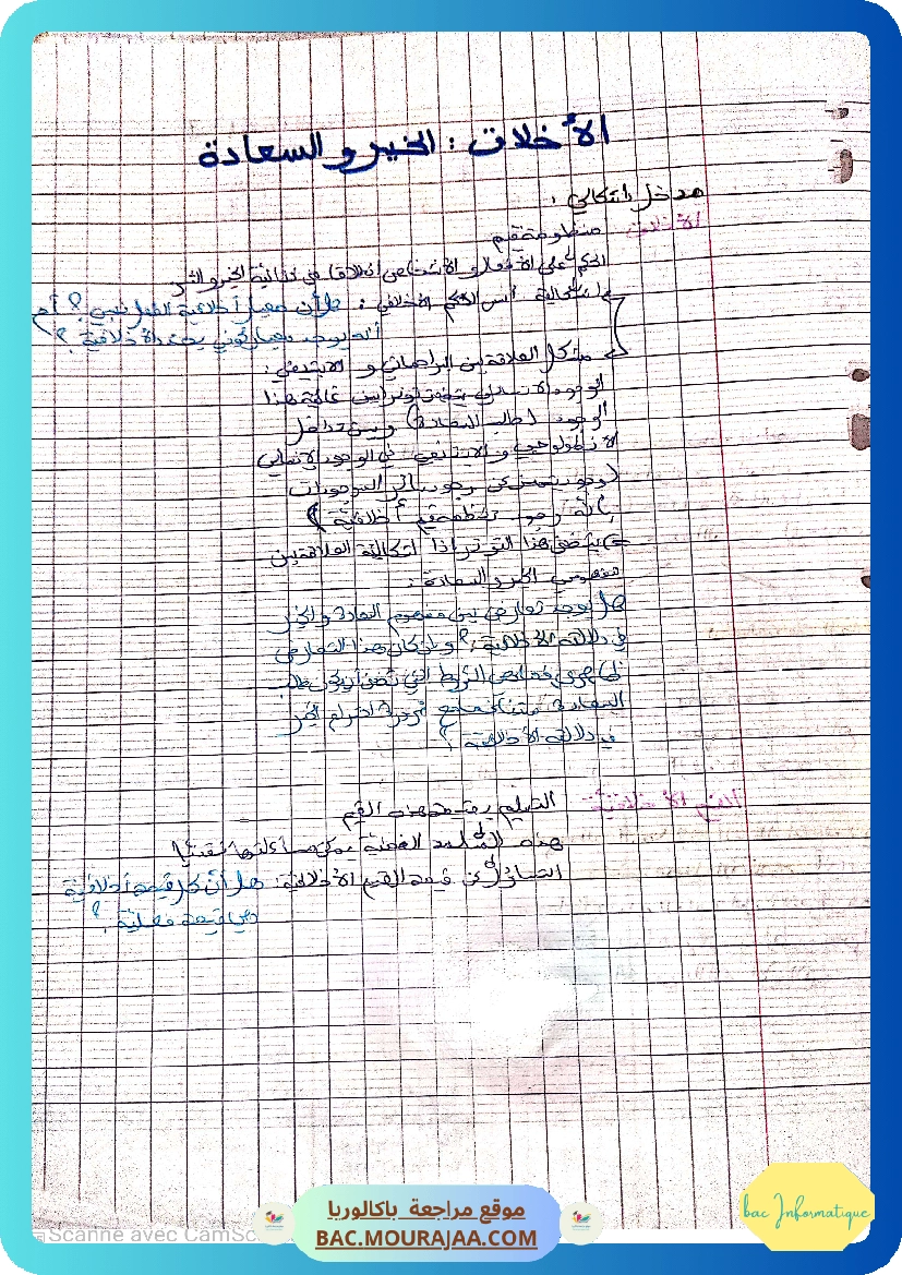 تلخيص محور الأخلاق