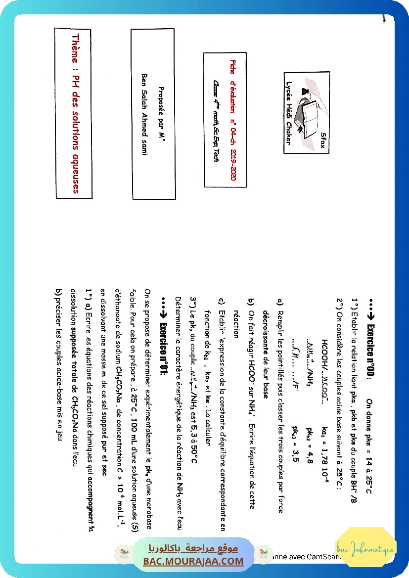 PH des solutions aqueuses
