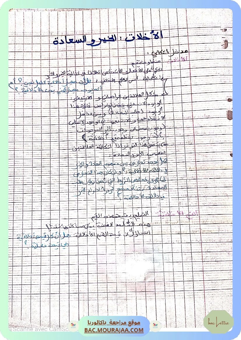 تلخيص محور الأخلاق