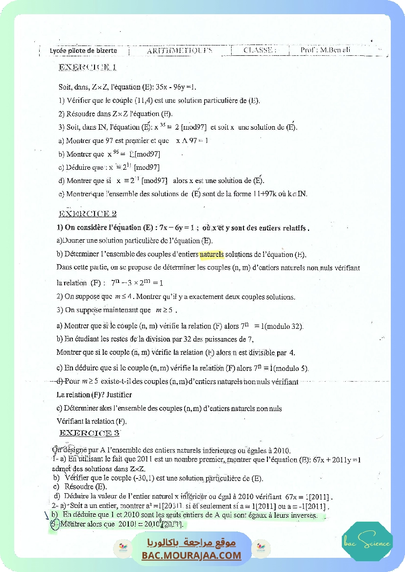 Revision Arithmetiques