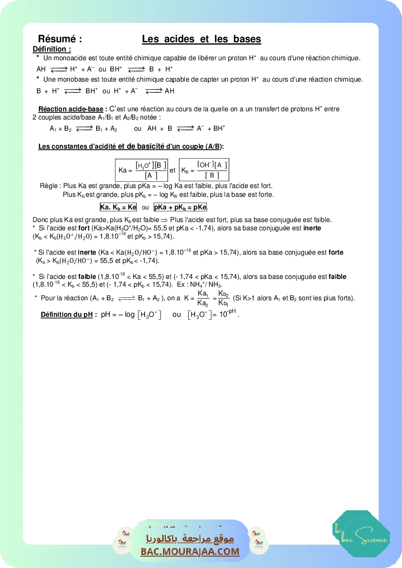 Resume acide-base