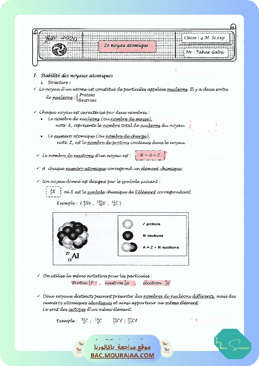 Cours Phy 11 noyau atomique