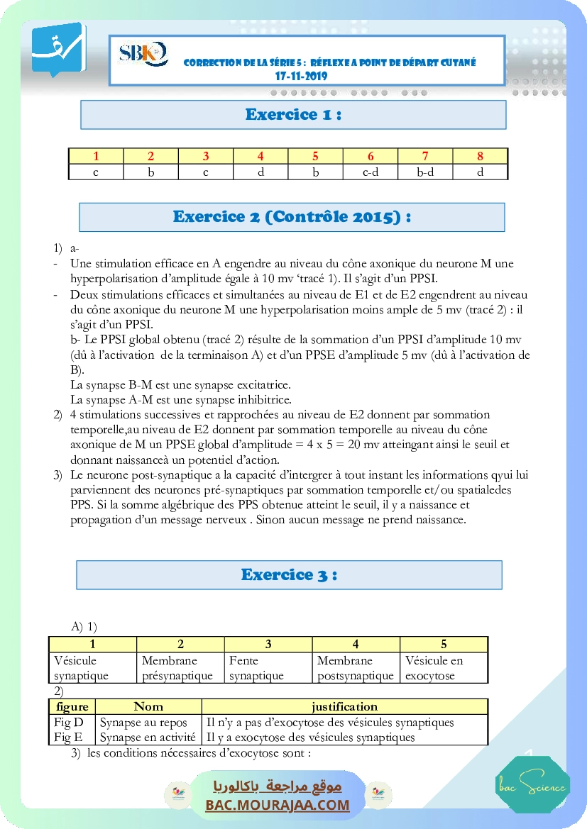 Correction Serie 5 17-11 2019