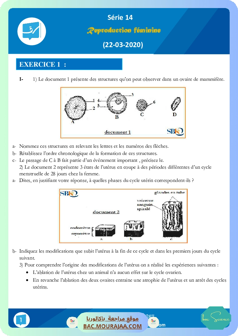 Serie 14 reproduction feminine (22-03-2020)