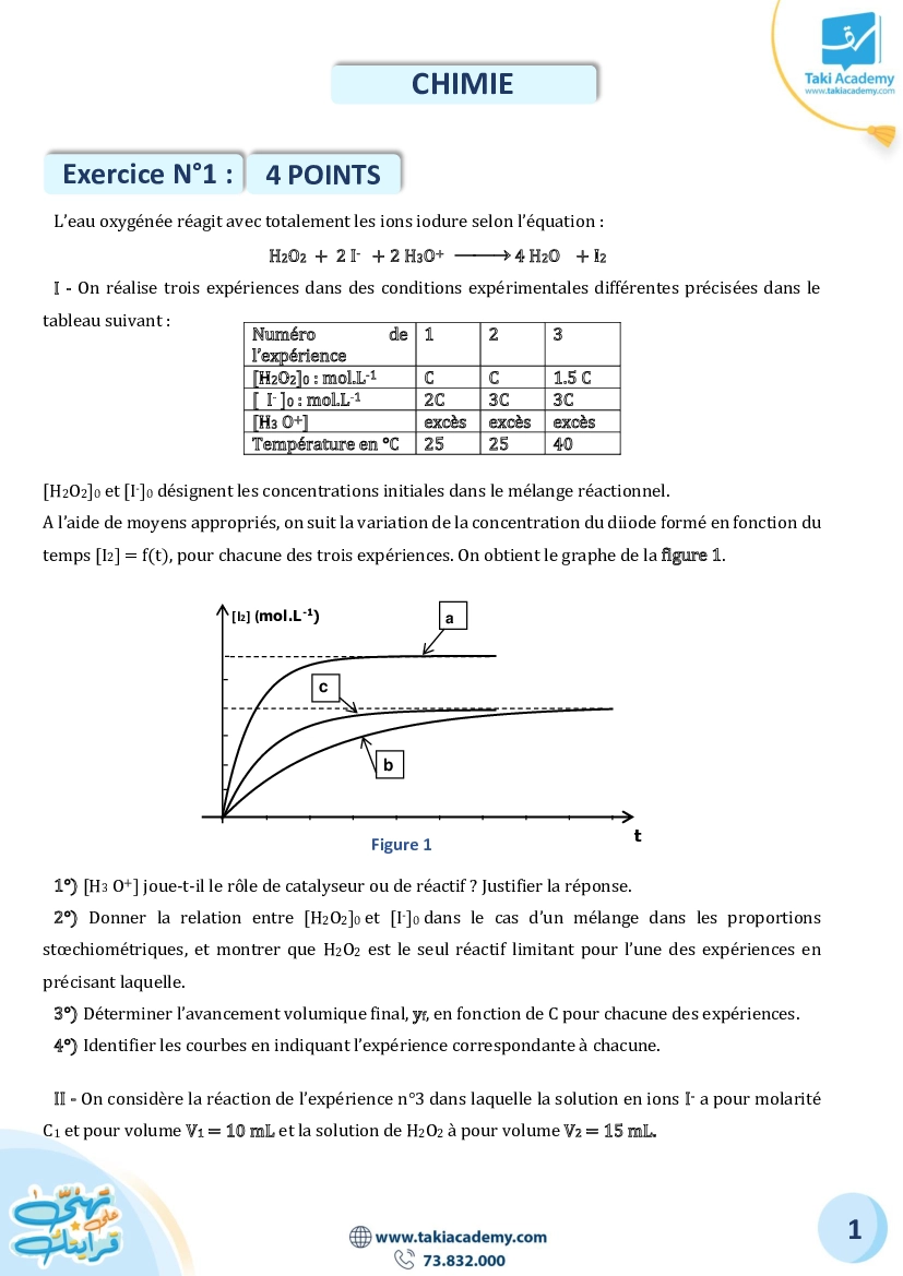 sujet de revision physique bac math