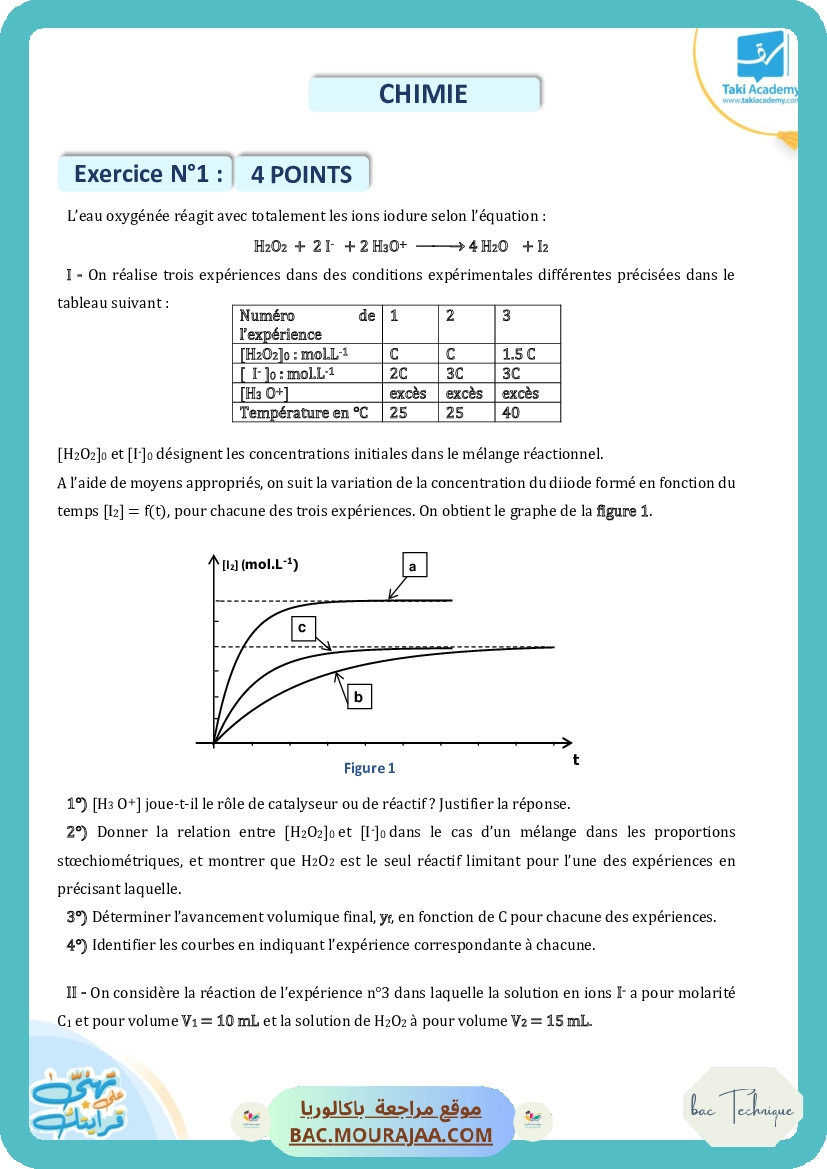 sujet de revision physique bac math