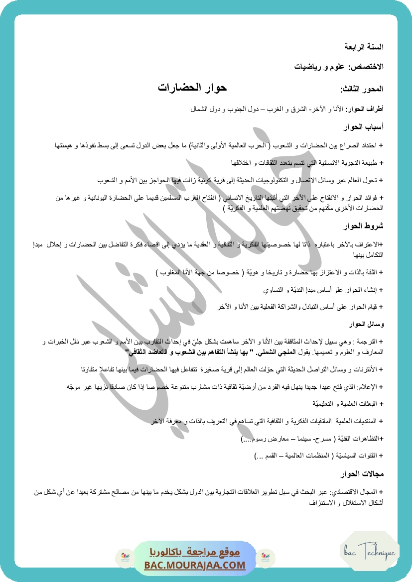 ملخص حوارات الحضارات