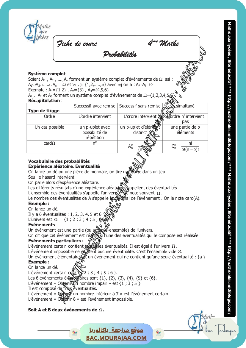 probabilite-fiche et series