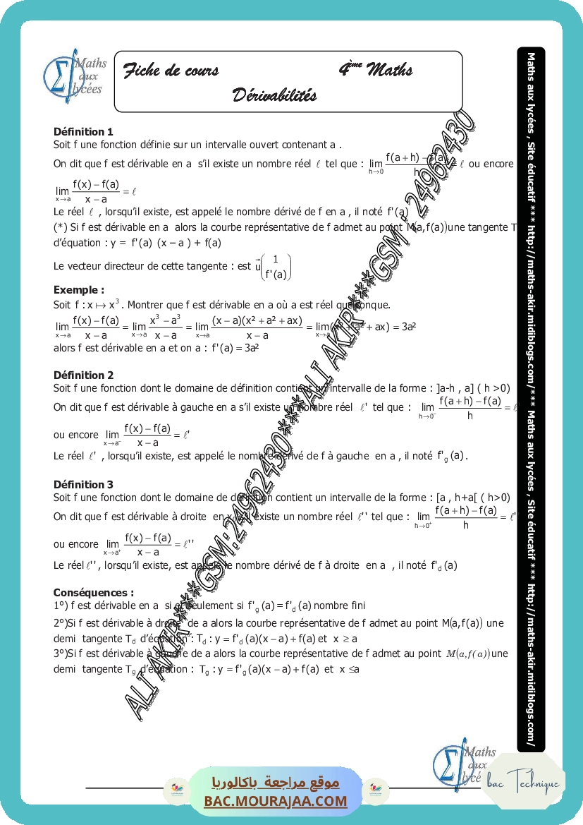 derivabilite-fiche et series
