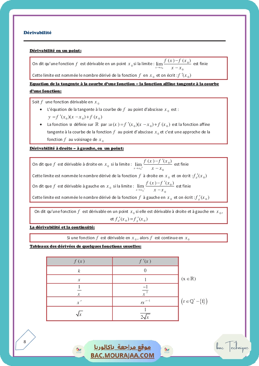 derivabilite-resume
