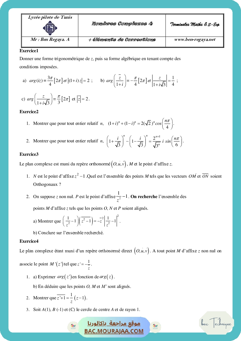 4. Complexe 4 maths S-Exp corrections 2022
