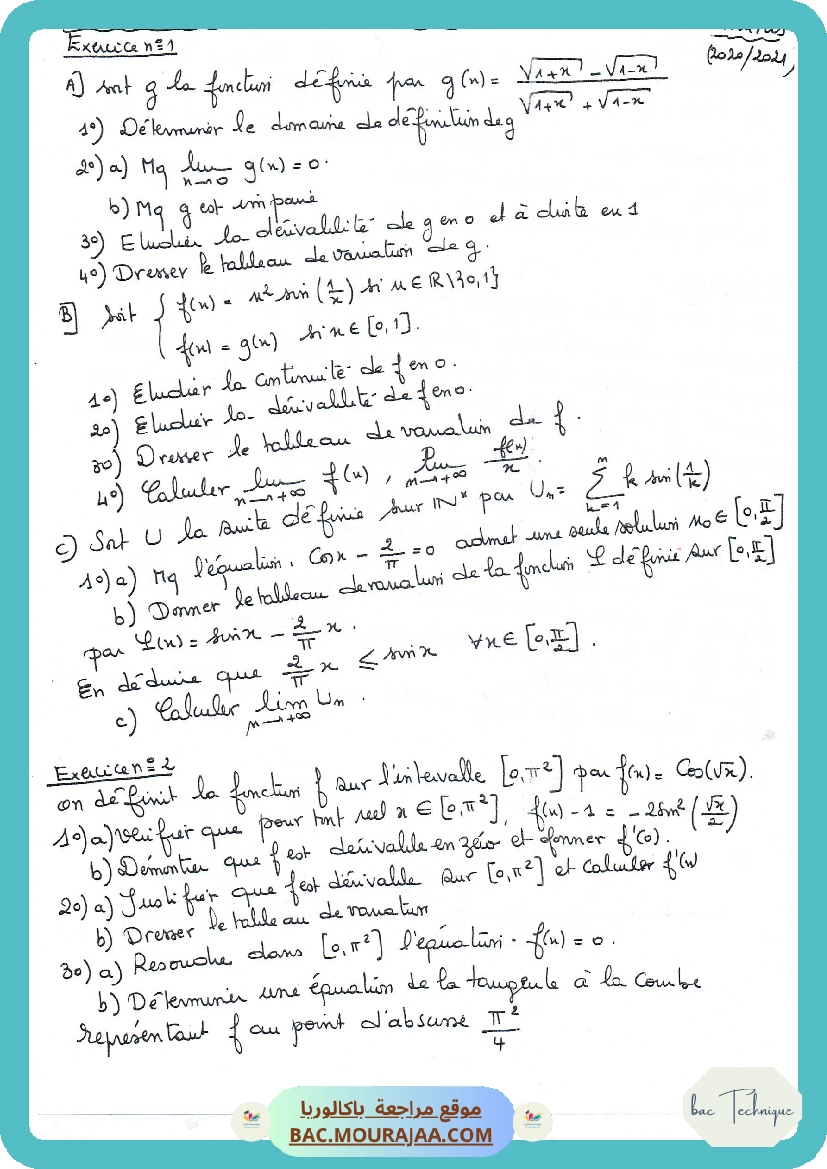 Etude de fonction et derivabilite