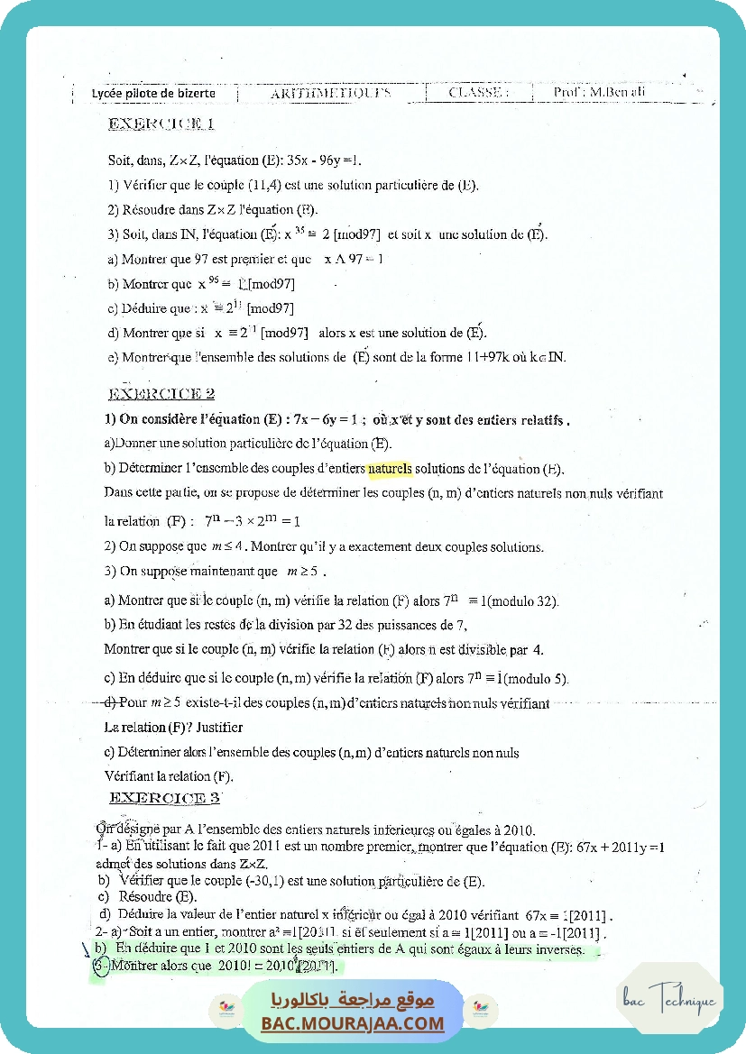 Revision Arithmetiques