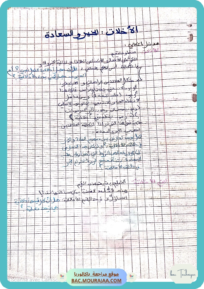 تلخيص محور الأخلاق