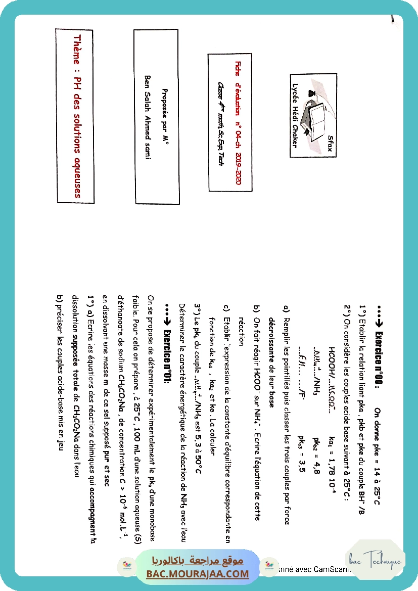 PH des solutions aqueuses